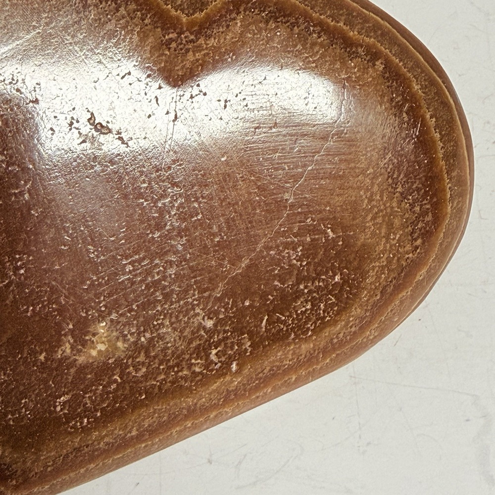 Banded Calcite Heart Shaped Dish Joshua Tree Stone Brown Rock Plate READ - Picture 4 of 8